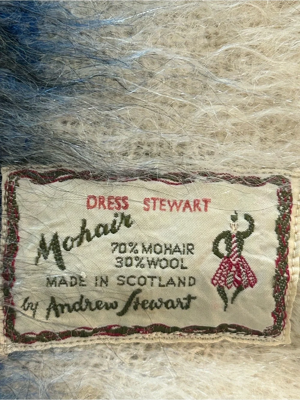 Vintage Andrew Stewart Scotland 70% Mohair Wool Dress Stewart Tartan Blanket